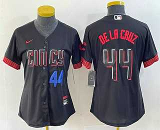 Womens Cincinnati Reds #44 Elly De La Cruz Number Black 2023 City Connect Cool Base Stitched Baseball Jersey3->mlb womens jerseys->MLB Jersey